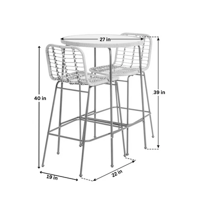 Emiko Outdoor Bar Set| Durable Garden Furniture-2 Chairs + 1 Table Beige