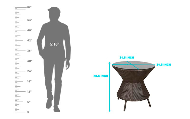 Cruz Outdoor Patio Set| Durable Garden Furniture-4 Chairs + 1 Table Brown