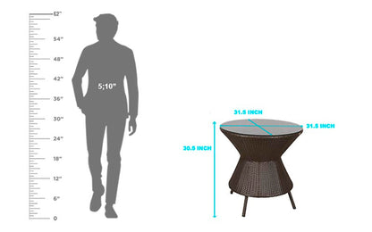 Cruz Outdoor Patio Set| Durable Garden Furniture-4 Chairs + 1 Table Brown