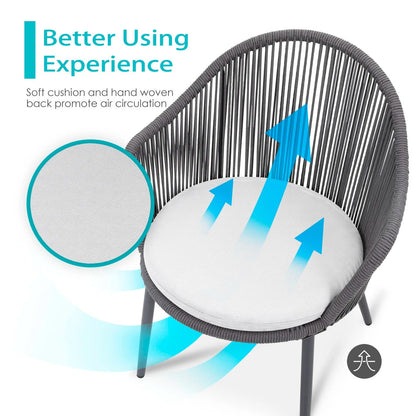 Celia Outdoor Patio Set| Durable Garden Furniture-2 Chairs + 1 Table Grey Braided & Rope