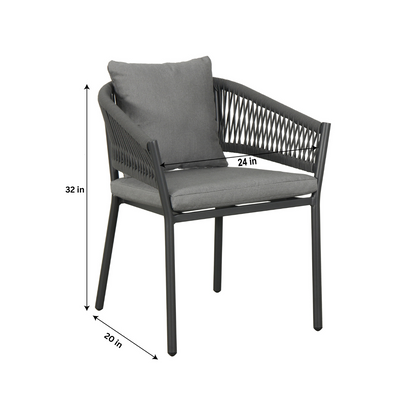 Deliz Outdoor Patio Set| Durable Garden Furniture-4 Chairs + 1 Table Braided And Rope Grey