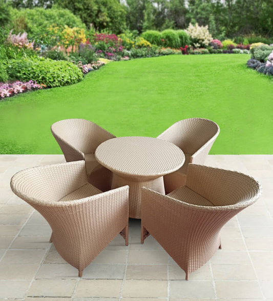 Eva Outdoor Patio Set| Durable Garden Furniture-4 Chairs + 1 Table Natural