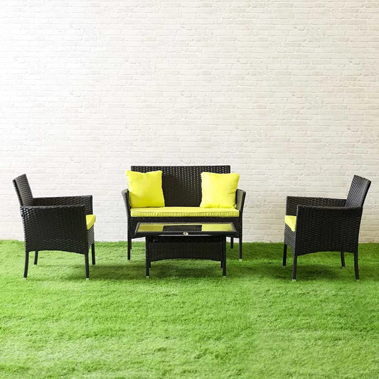 Martell Outdoor Garden Balcony 4 Seater Sofa Set -Black