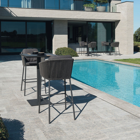 Naoki Outdoor Bar Set| Durable Garden Furniture-2 Chairs + 1 Table Braided & Rope Grey