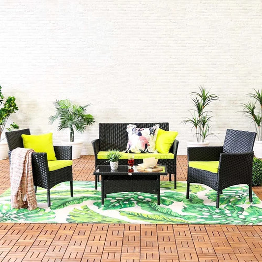 Martell Outdoor Garden Balcony 4 Seater Sofa Set -Black