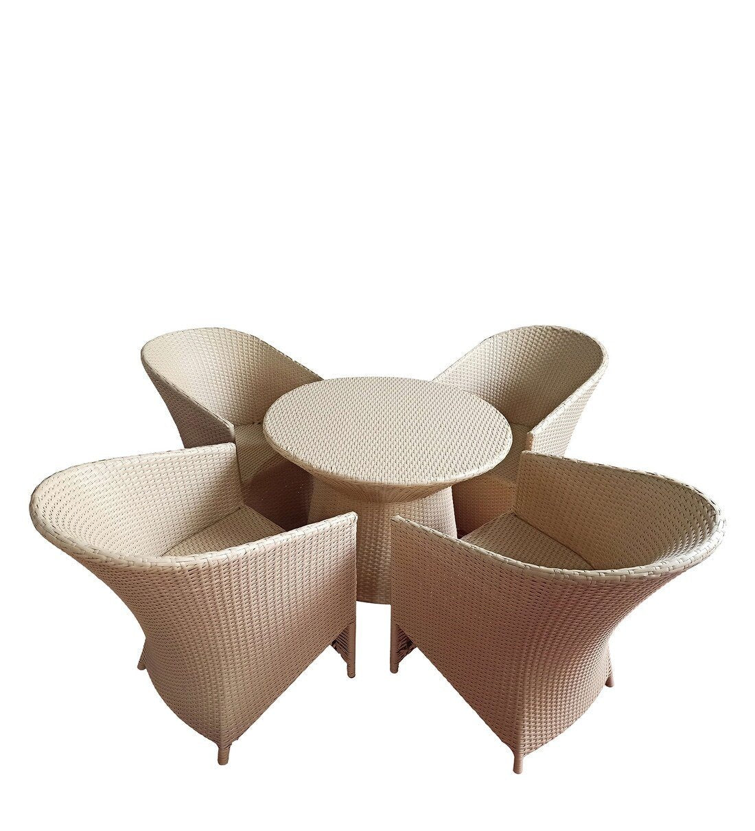 Eva Outdoor Patio Set| Durable Garden Furniture-4 Chairs + 1 Table Natural