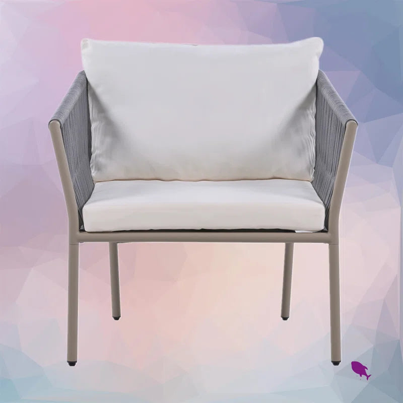 Toscani Outdoor Patio Set| Durable Garden Furniture-2 Chairs + 1 Table Grey Braided & Rope