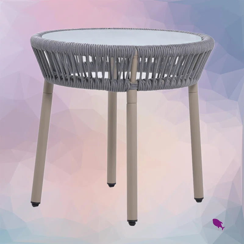 Toscani Outdoor Patio Set| Durable Garden Furniture-2 Chairs + 1 Table Grey Braided & Rope