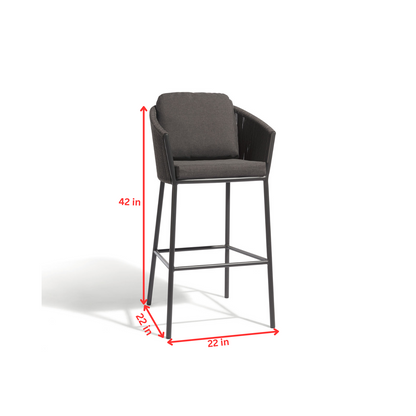 Naoki Outdoor Bar Set| Durable Garden Furniture-2 Chairs + 1 Table Braided & Rope Grey