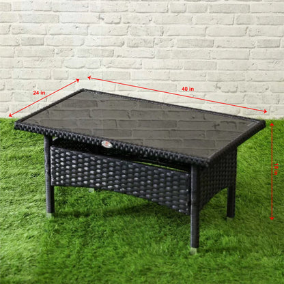Martell Outdoor Garden Balcony 4 Seater Sofa Set -Black