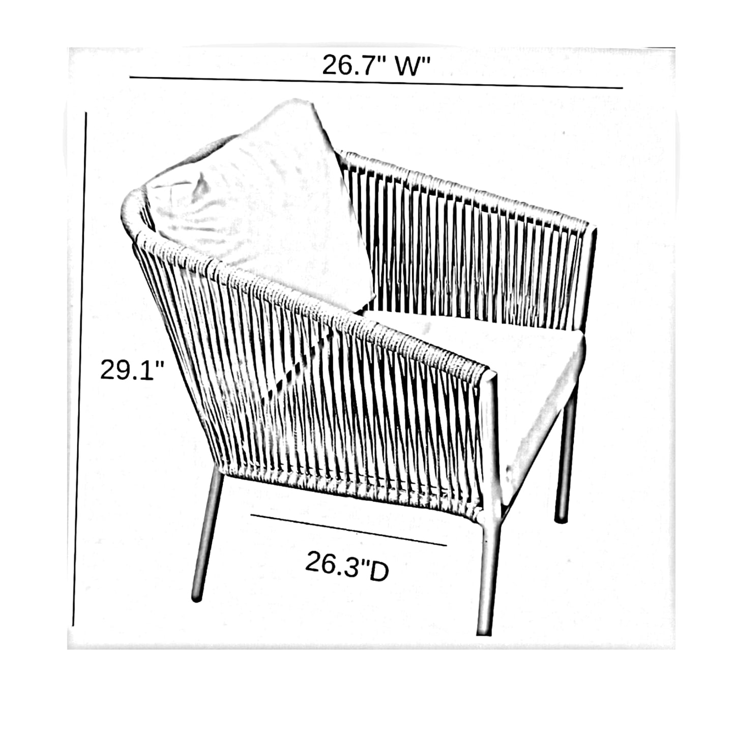 Toscani Outdoor Patio Set| Durable Garden Furniture-2 Chairs + 1 Table Grey Braided & Rope