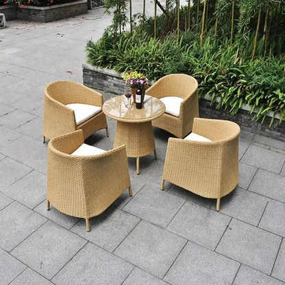 Calero Outdoor Patio Set| Durable Garden Furniture-4 Chairs + 1 Table Light Brown