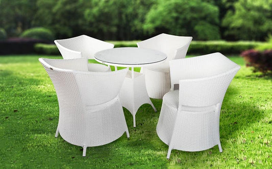 Picazo Outdoor Patio Set| Durable Garden Furniture-4 Chairs + 1 Table White