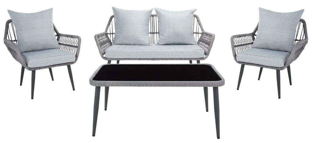 Kiefer Outdoor Garden Balcony 4 Seater Sofa Set- Grey