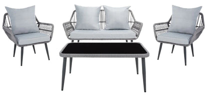 Kiefer Outdoor Garden Balcony 4 Seater Sofa Set- Grey
