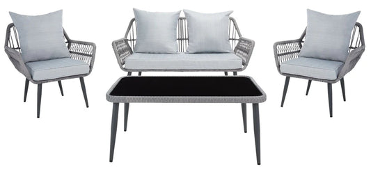 Kiefer Outdoor Garden Balcony 4 Seater Sofa Set- Grey