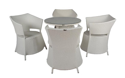 Picazo Outdoor Patio Set| Durable Garden Furniture-4 Chairs + 1 Table White