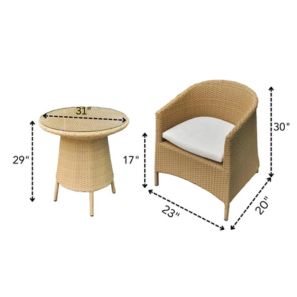 Calero Outdoor Patio Set| Durable Garden Furniture-4 Chairs + 1 Table Light Brown