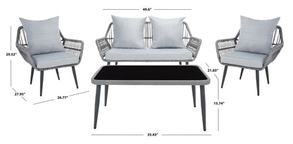Kiefer Outdoor Garden Balcony 4 Seater Sofa Set- Grey