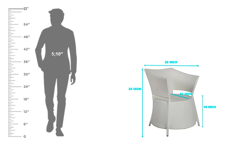 Picazo Outdoor Patio Set| Durable Garden Furniture-4 Chairs + 1 Table White