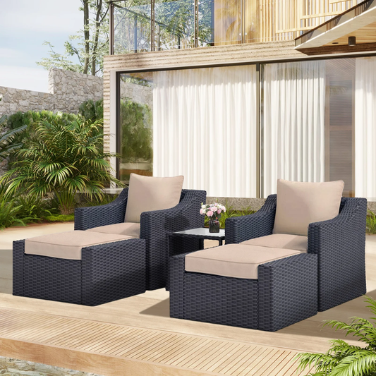 Schulte Outdoor Garden Balcony 4 Seater Sofa Set- Black