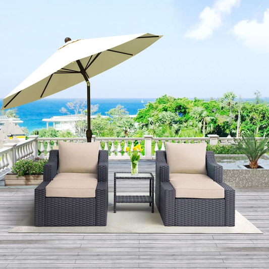 Schulte Outdoor Garden Balcony 4 Seater Sofa Set- Black