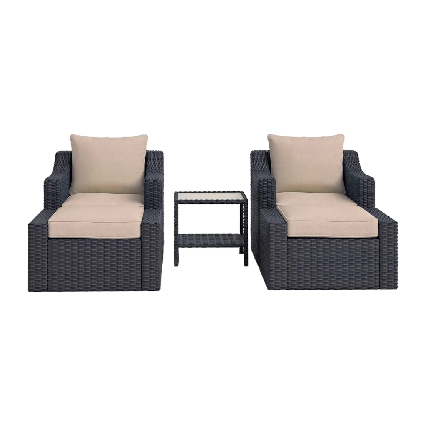 Schulte Outdoor Garden Balcony 4 Seater Sofa Set- Black