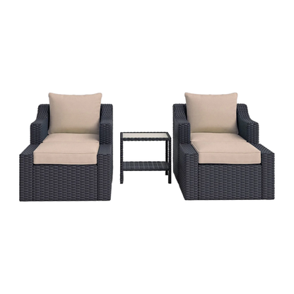 Schulte Outdoor Garden Balcony 4 Seater Sofa Set- Black