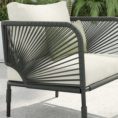 Rizzo Outdoor Patio Set| Durable Garden Furniture-2 Chairs + 1 Table Dark Grey Braided & Rope