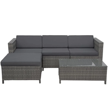 Ortrun Outdoor Garden Balcony 4 Seater Sofa Set- Grey
