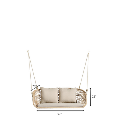 Clotilde Double Seater Hanging Swing| Without Stand For Outdoor (Tan)