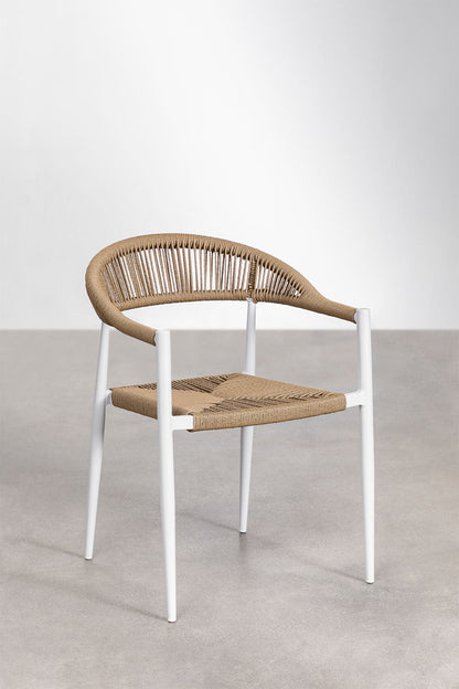 Perla Outdoor Patio Set| Durable Garden Furniture-2 Chairs + 1 Table Dark Tan Braided & Rope