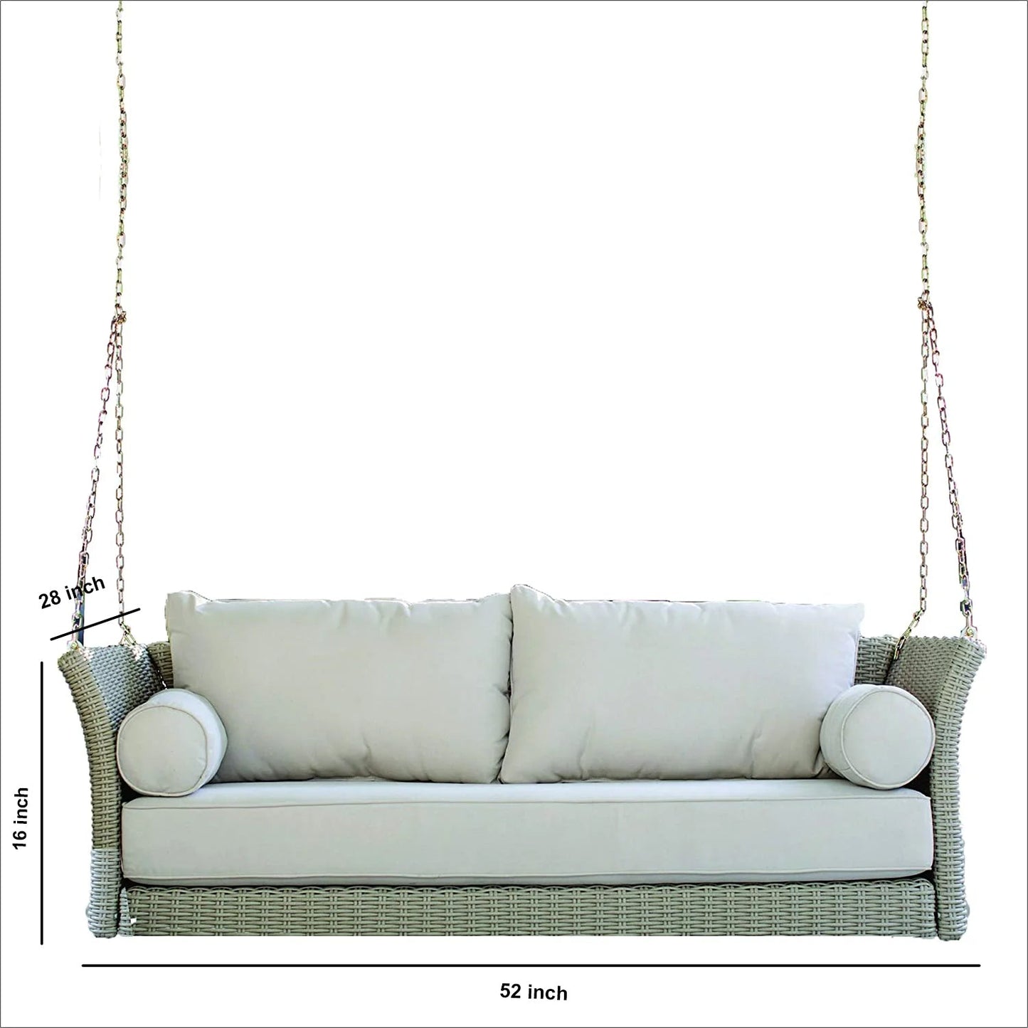 Flavie Double Seater Hanging Swing| Without Stand For Outdoor (Grey)