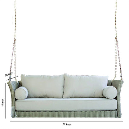 Flavie Double Seater Hanging Swing| Without Stand For Outdoor (Grey)