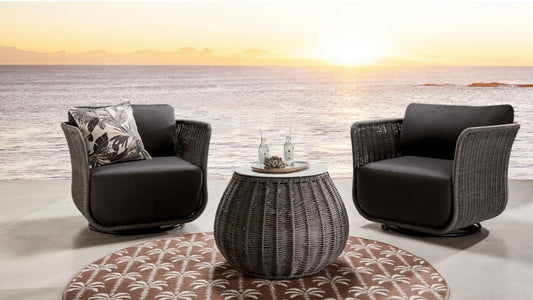 Trentini Outdoor Patio Set| Durable Garden Furniture-2 Chairs + 1 Table Dark Grey Braided & Rope