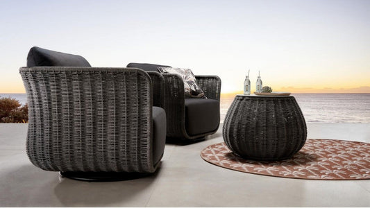 Trentini Outdoor Patio Set| Durable Garden Furniture-2 Chairs + 1 Table Dark Grey Braided & Rope
