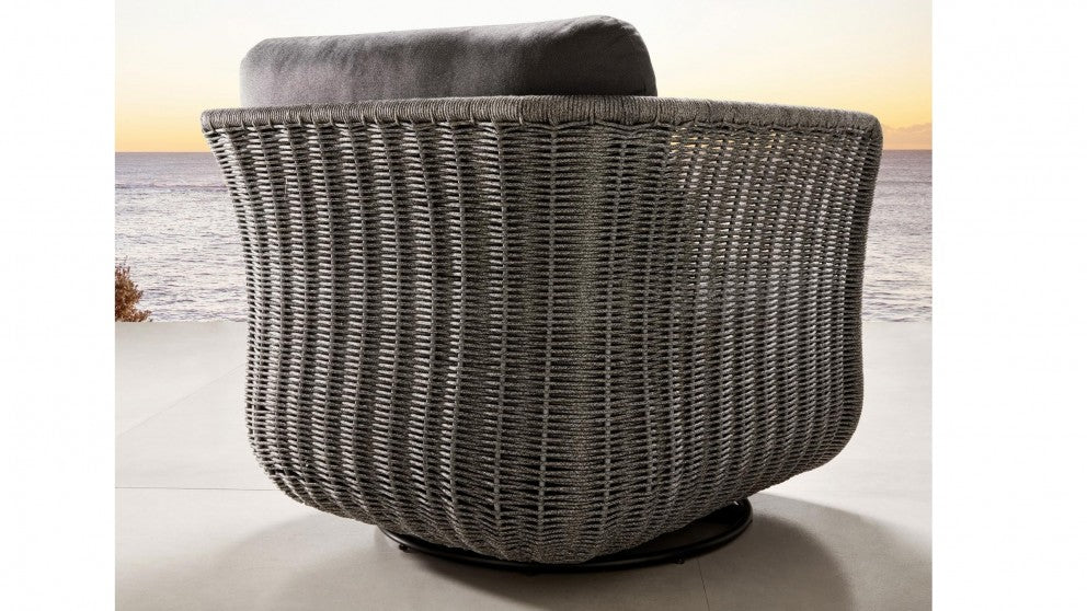 Trentini Outdoor Patio Set| Durable Garden Furniture-2 Chairs + 1 Table Dark Grey Braided & Rope