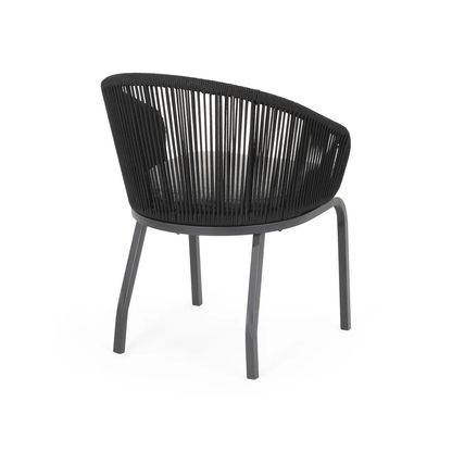 Maurizio Outdoor Patio Set| Durable Garden Furniture-2 Chairs + 1 Table Black Braided & Rope