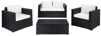 Kilian Outdoor Garden Balcony 4 Seater Sofa Set- Black