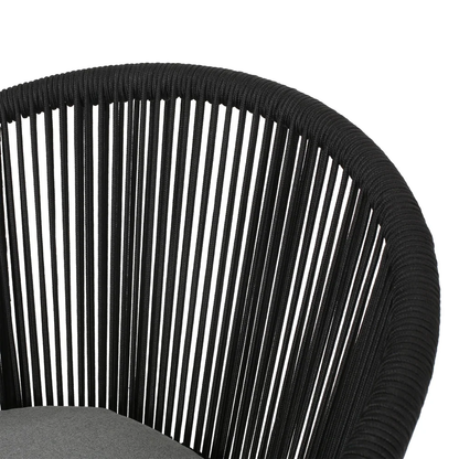 Maurizio Outdoor Patio Set| Durable Garden Furniture-2 Chairs + 1 Table Black Braided & Rope