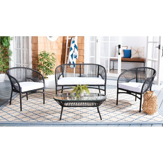 Schmidt Outdoor Garden Balcony 4 Seater Sofa Set- Black