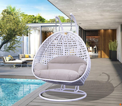 Igerne Double Seater Hanging Swing| With Stand For Outdoor (White)