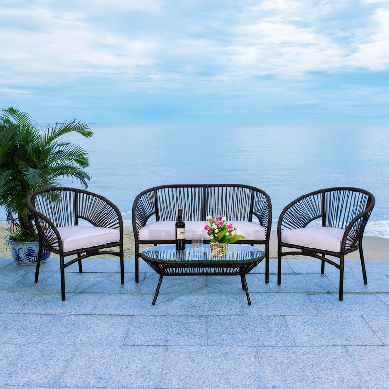 Schmidt Outdoor Garden Balcony 4 Seater Sofa Set- Black