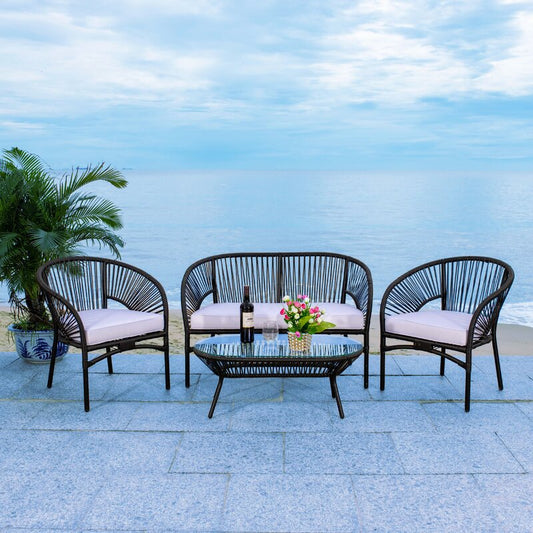Schmidt Outdoor Garden Balcony 4 Seater Sofa Set- Black