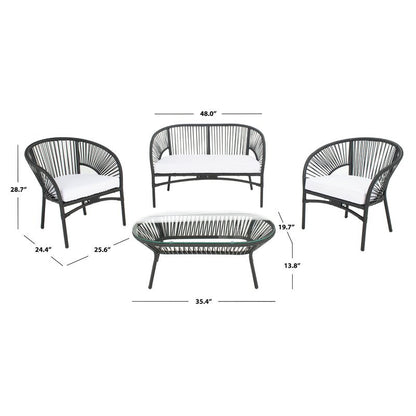 Schmidt Outdoor Garden Balcony 4 Seater Sofa Set- Black