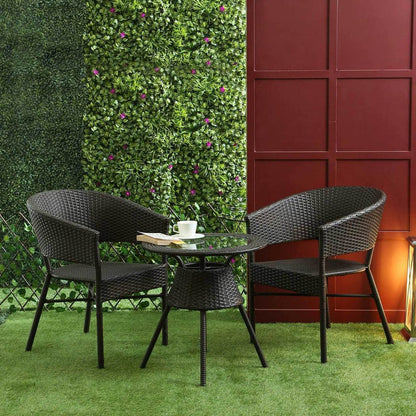Yepes Outdoor Patio Set| Durable Garden Furniture-2 Chairs + 1 Table Brown
