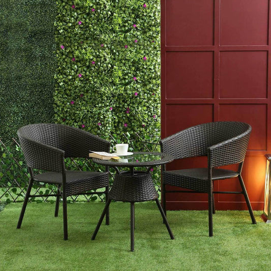 Yepes Outdoor Patio Set| Durable Garden Furniture-2 Chairs + 1 Table Brown