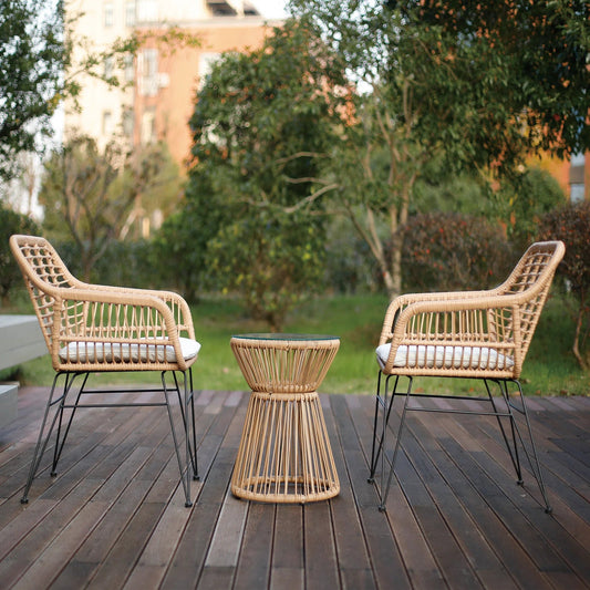 Arina Outdoor Patio Set| Durable Garden Furniture-2 Chairs + 1 Table Light Brown