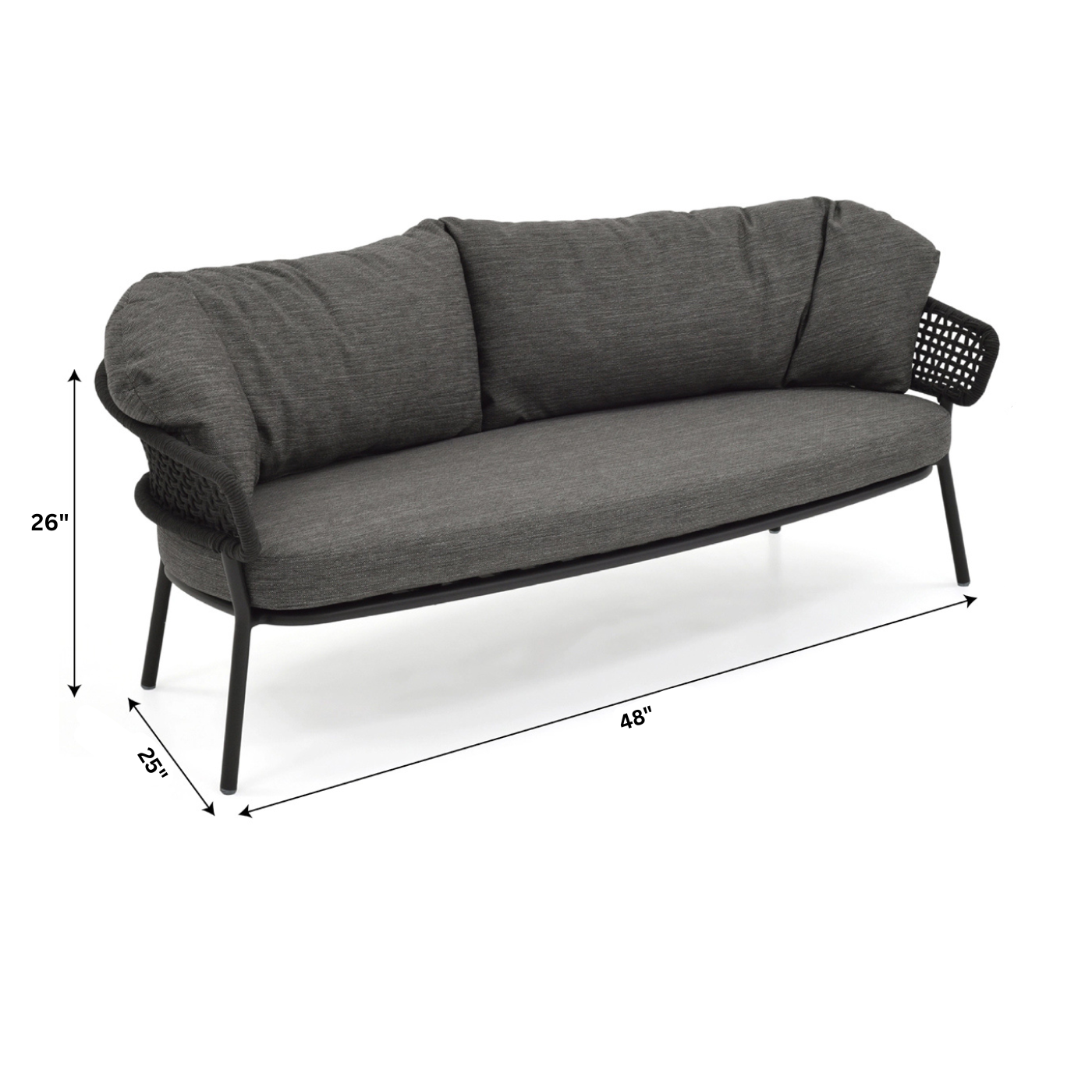 Graf Outdoor Garden Balcony 4 Seater Sofa Set Braided and Rope-Grey