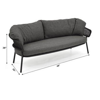 Graf Outdoor Garden Balcony 4 Seater Sofa Set Braided and Rope-Grey